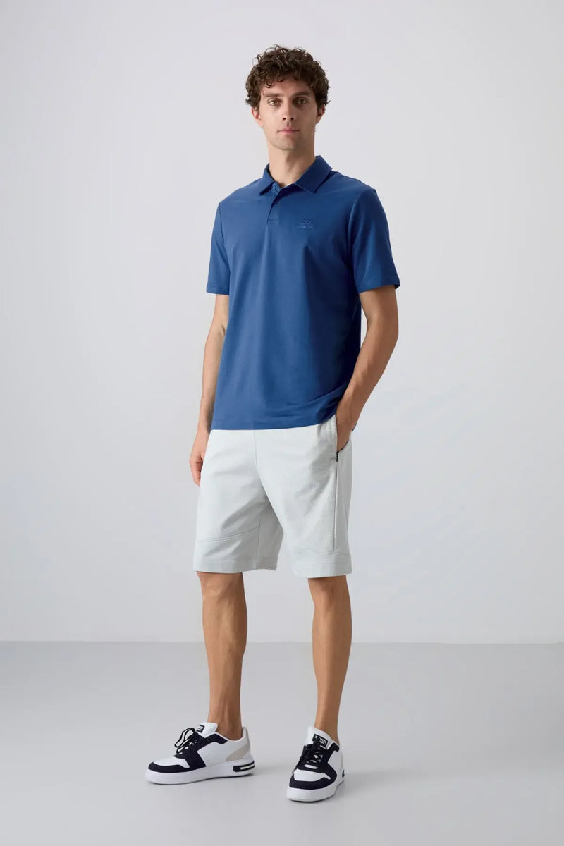 Polo homme en maille avec logo col polo coupe standard- 87748