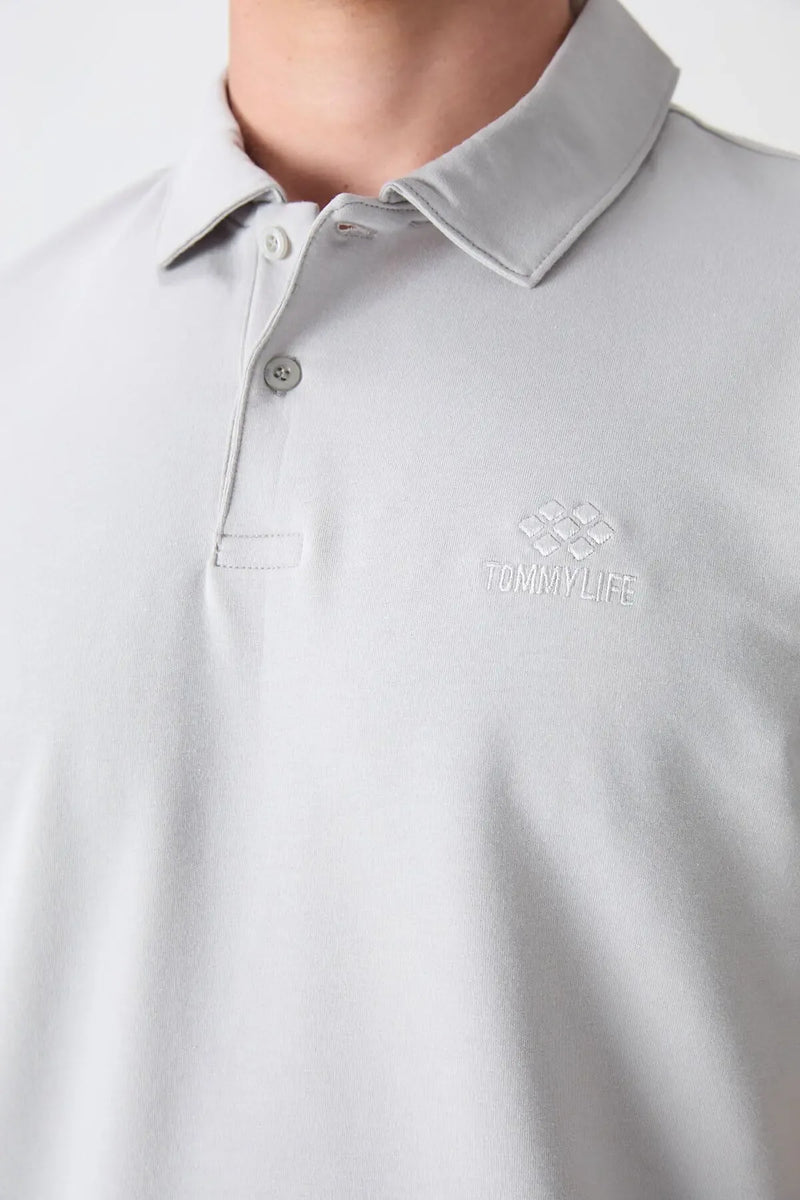 Polo homme en maille avec logo col polo coupe standard- 87748