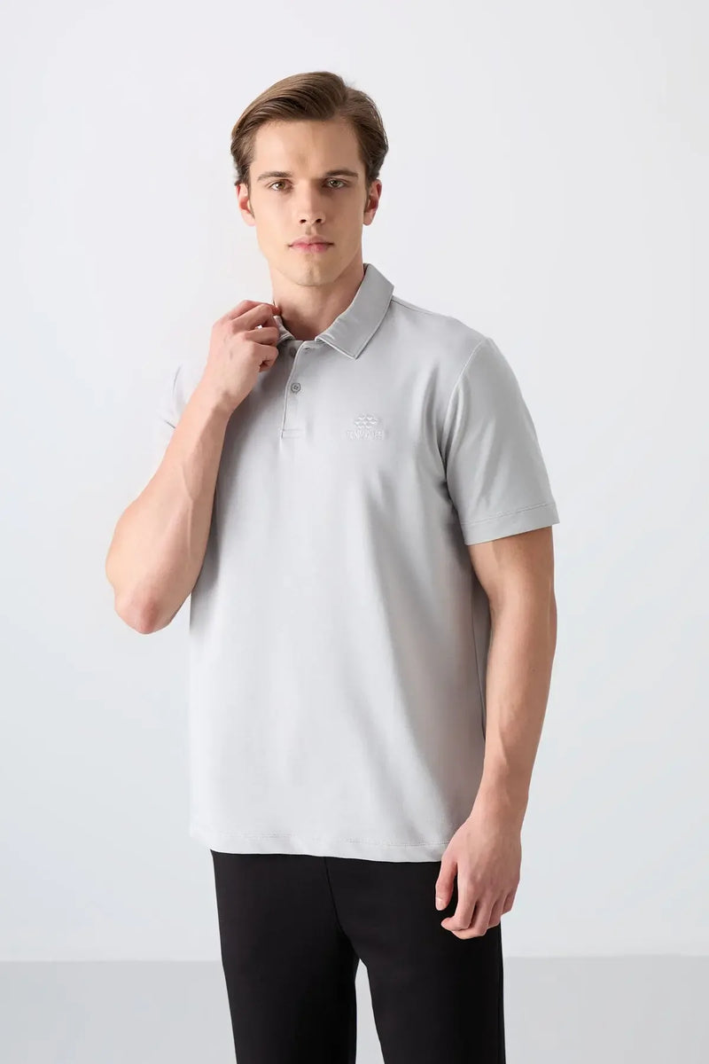 Polo homme en maille avec logo col polo coupe standard- 87748