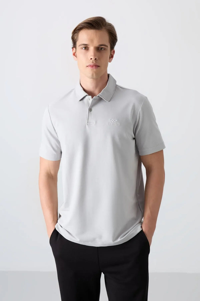 Polo homme en maille avec logo col polo coupe standard- 87748