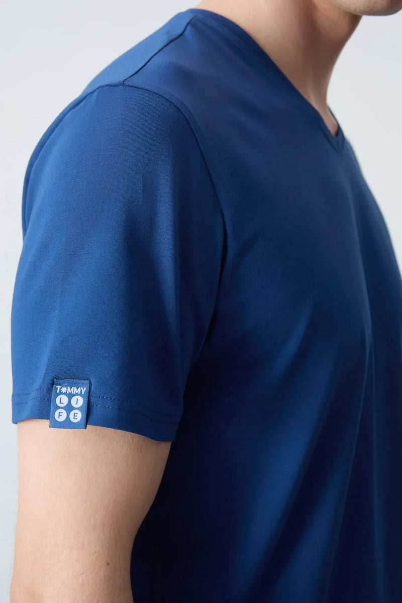 T-shirt homme basique col V manches courtes coupe standard- 87912