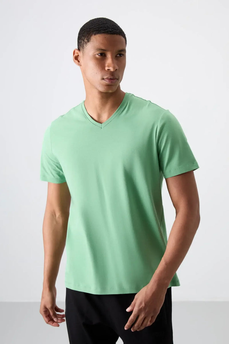 T-shirt homme basique col V manches courtes coupe standard- 87912