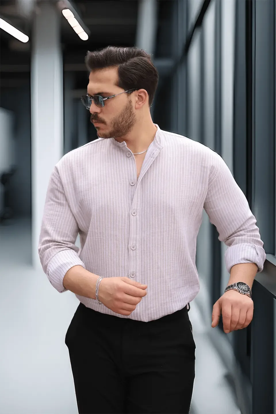 chemise homme mousseline coton rayée légère - Justyol