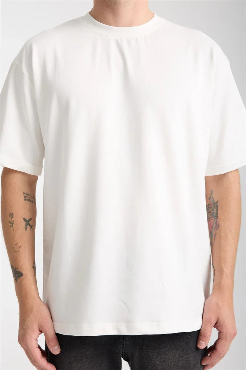 T-shirt homme oversize en coton col rond basique