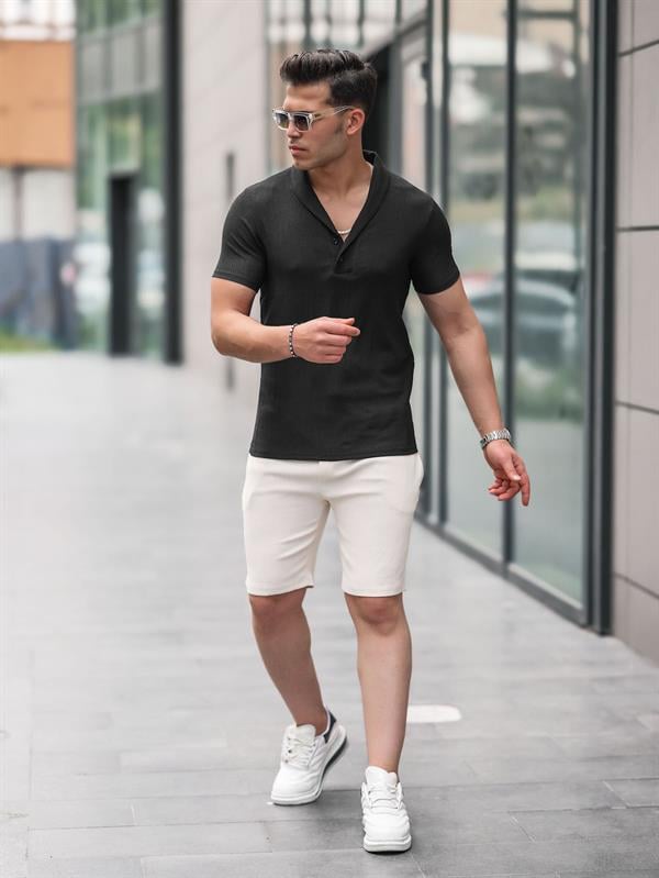 Short Homme Basic Côtelé à Taille Élastique