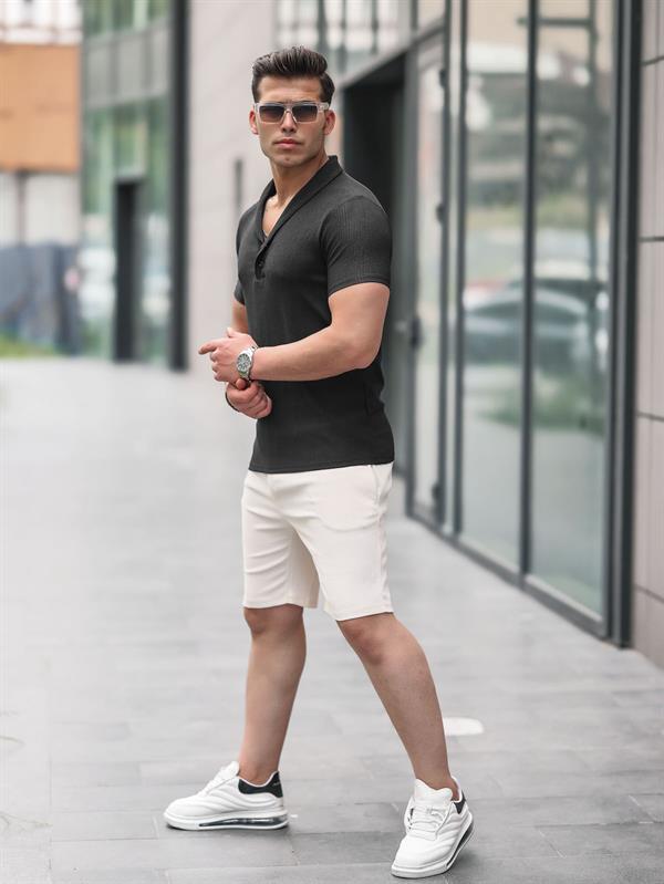 Short Homme Basic Côtelé à Taille Élastique