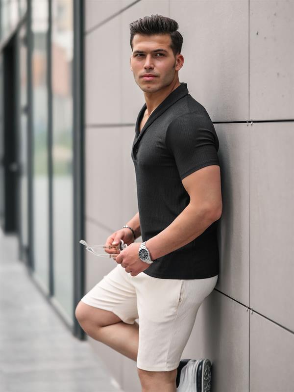 Short Homme Basic Côtelé à Taille Élastique