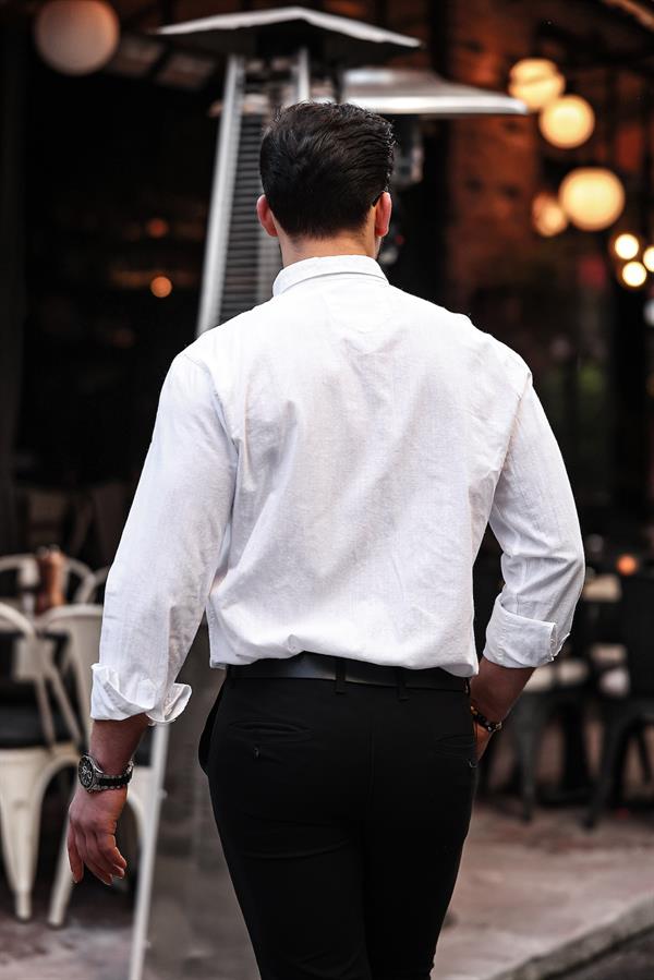 Chemise Homme en Lin Flammé avec Poche Poitrine