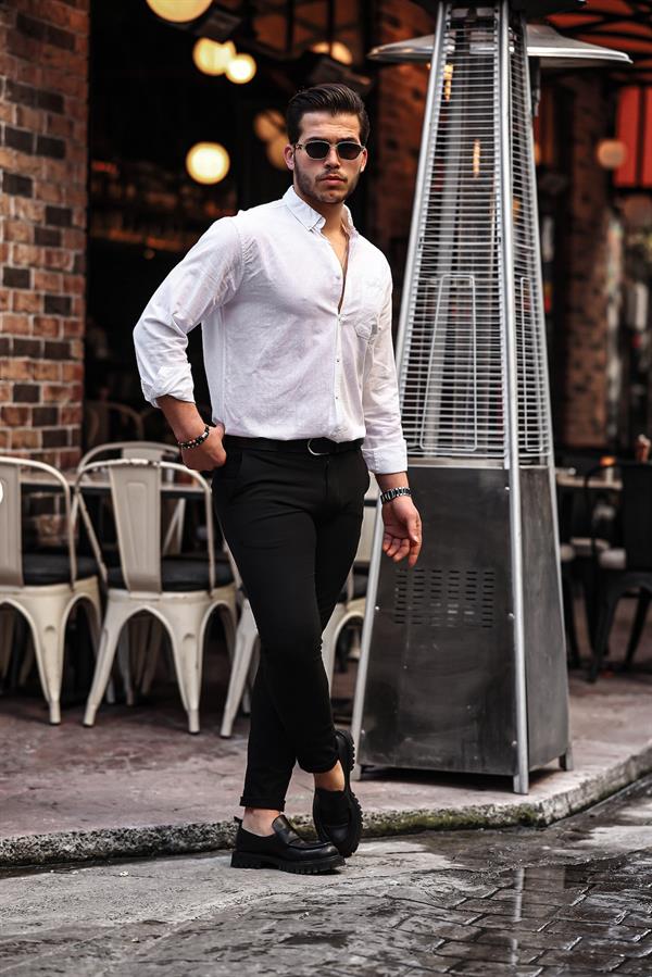 Chemise Homme en Lin Flammé avec Poche Poitrine