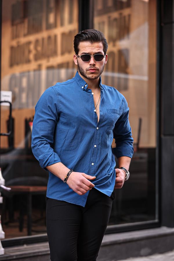 Chemise Homme en Lin Flammé avec Poche Poitrine