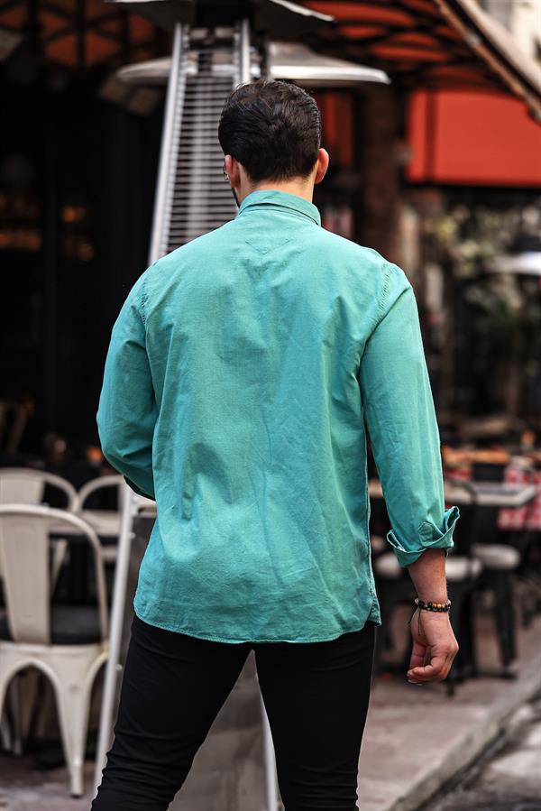Chemise Homme en Lin Flammé avec Poche Poitrine