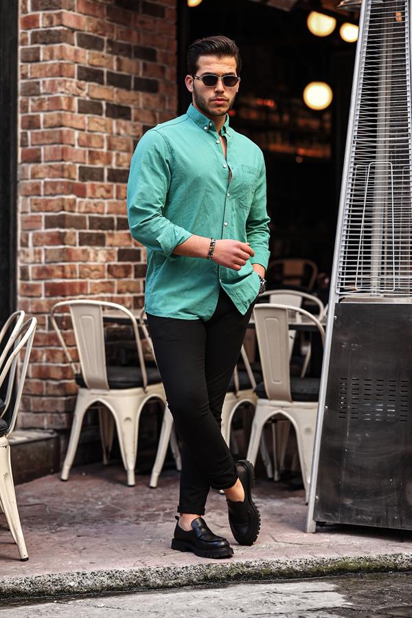 Chemise Homme en Lin Flammé avec Poche Poitrine