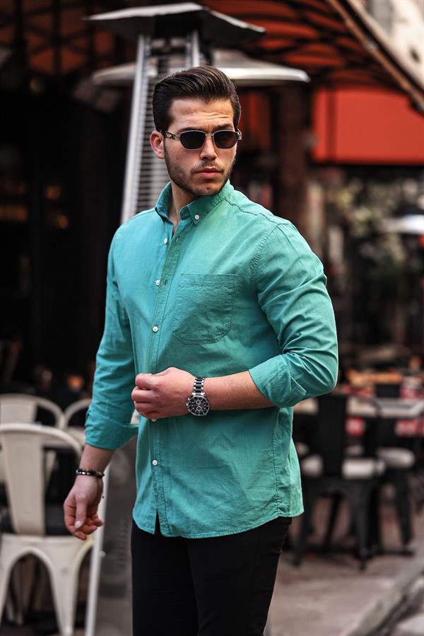 Chemise Homme en Lin Flammé avec Poche Poitrine