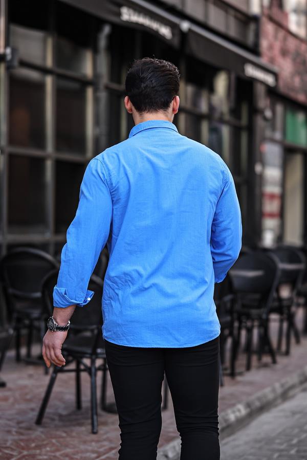 Chemise Homme en Lin Flammé avec Poche Poitrine
