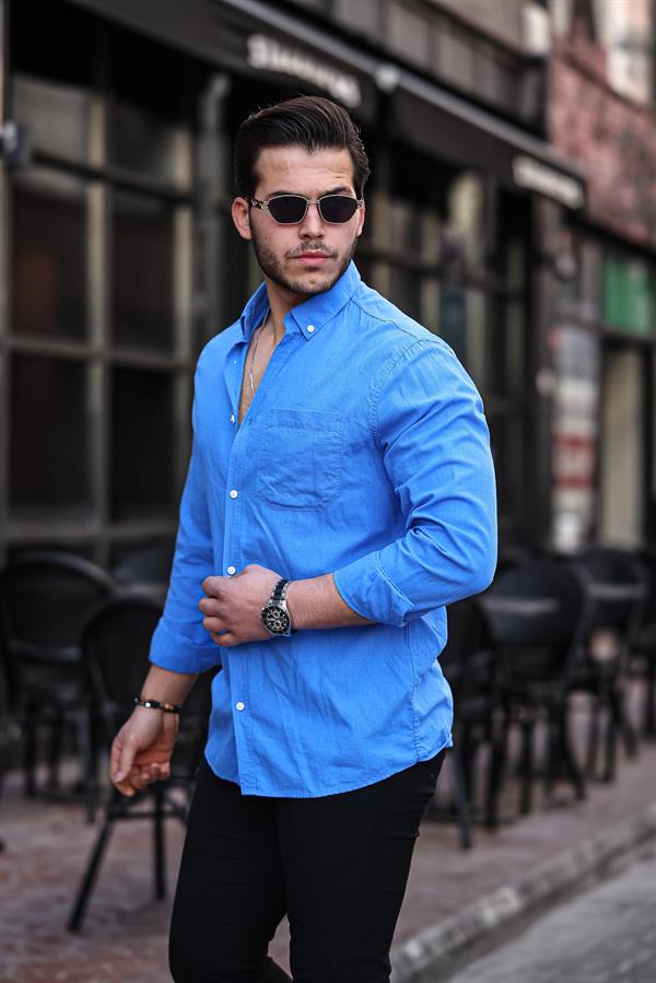 Chemise Homme en Lin Flammé avec Poche Poitrine