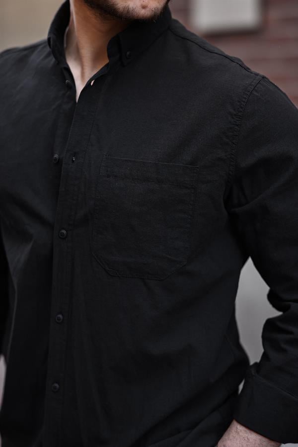 Chemise Homme en Lin Flammé avec Poche Poitrine