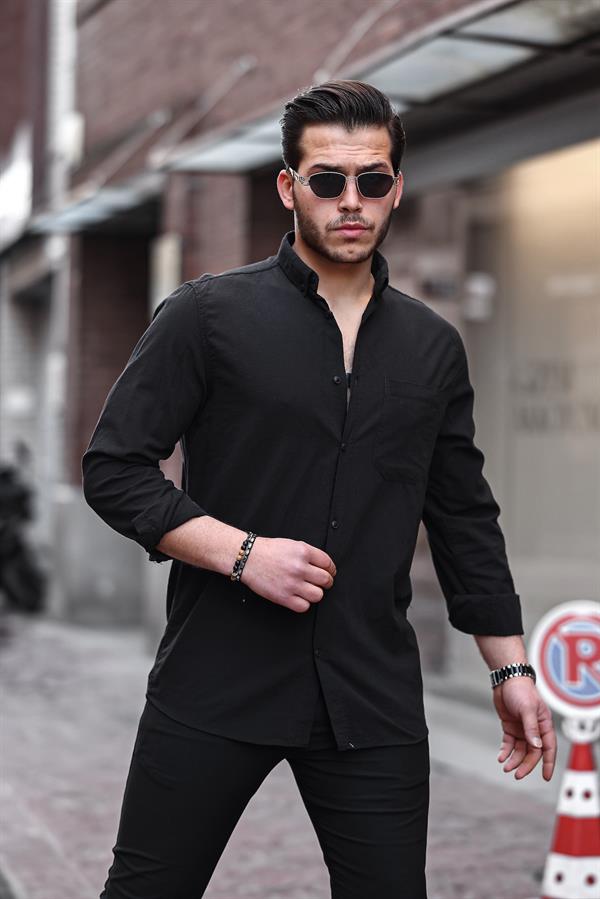 Chemise Homme en Lin Flammé avec Poche Poitrine