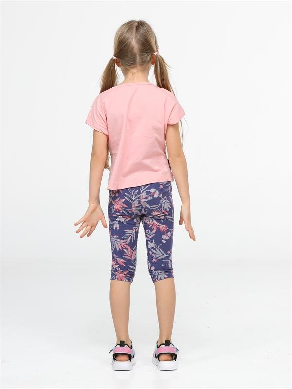 Ensemble fille – T-shirt crop top et leggings floral, moderne et confortable