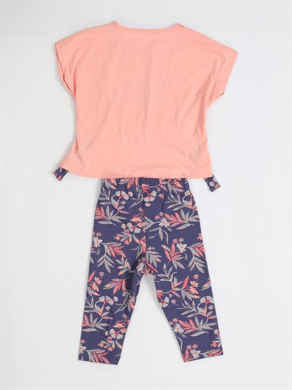 Ensemble fille – T-shirt crop top et leggings floral, moderne et confortable