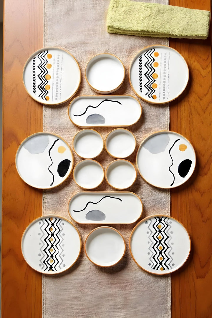 Service petit-déjeuner Axial empilable – 14 pièces pour 6 personnes – Set de présentation luxe pour petit-déjeuner