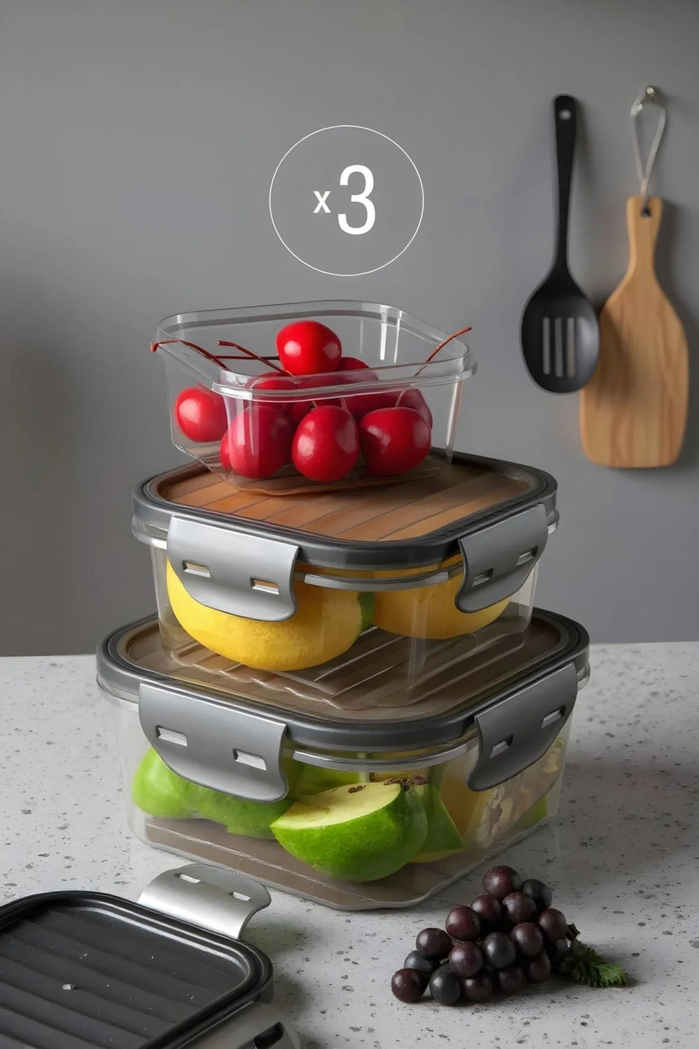 Set de 3 boîtes hermétiques sous vide (400+800+1400 ml)