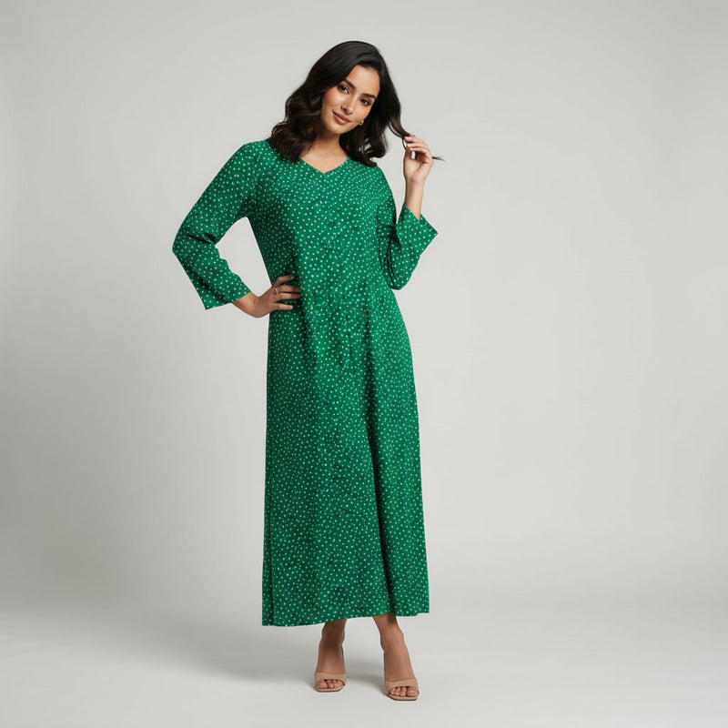 Robe Longue Femme à Pois – Coupe Fluide et Manches Longues