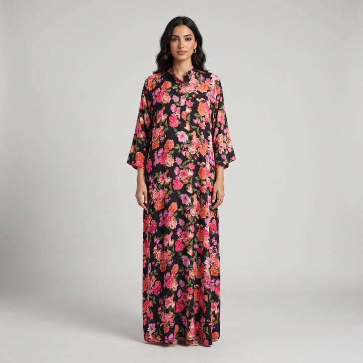 Robe Longue Femme à Imprimé Floral – Coupe Ample et Élégante