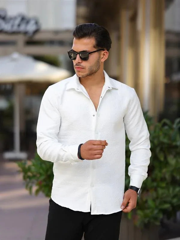 Chemise homme matelassée à motif géométrique en coton - Justyol