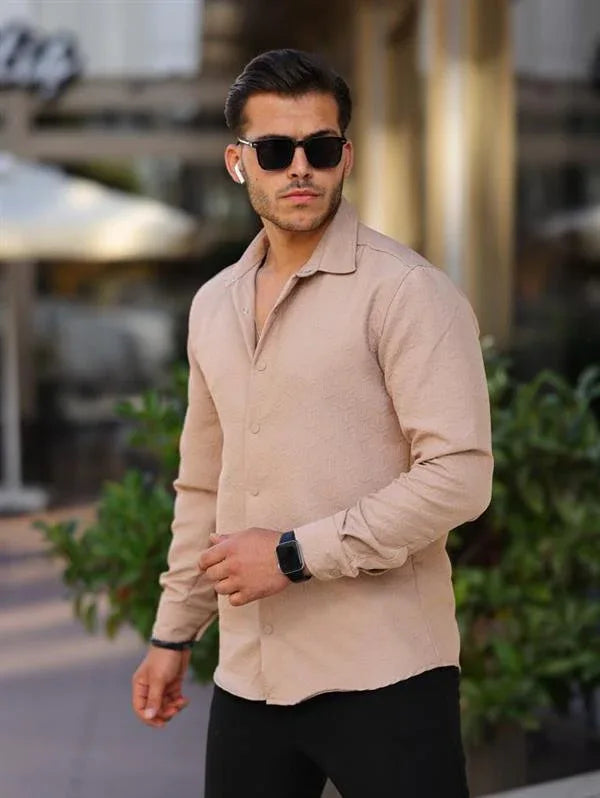 Chemise homme matelassée à motif géométrique en coton - Justyol