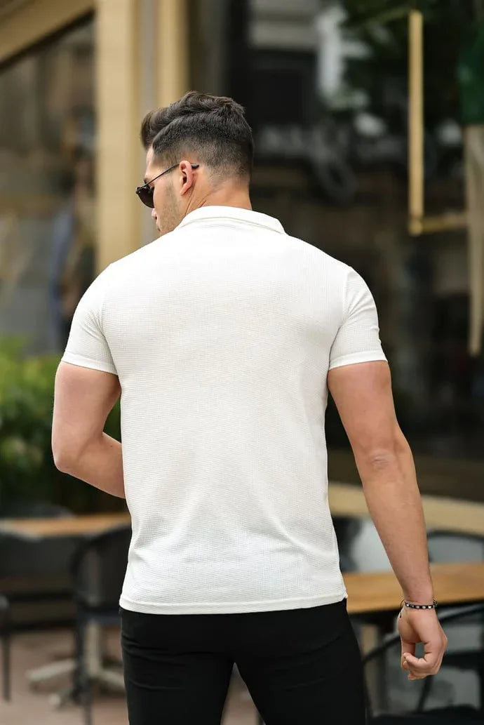 Chemise homme fit à motif gaufré manches courtes - Justyol