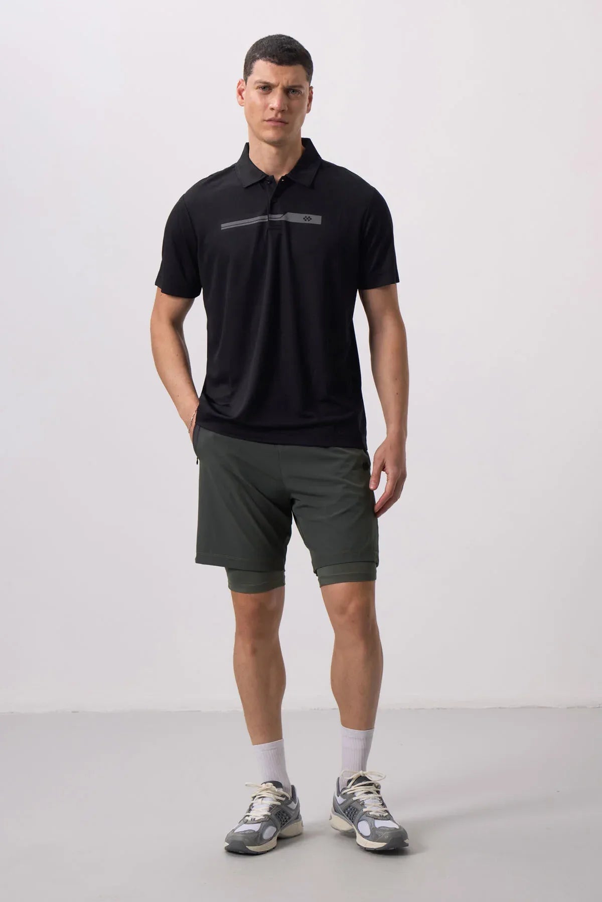 Short pour homme en polyester doux avec taille élastique et insert en leggings - 81287 - Justyol