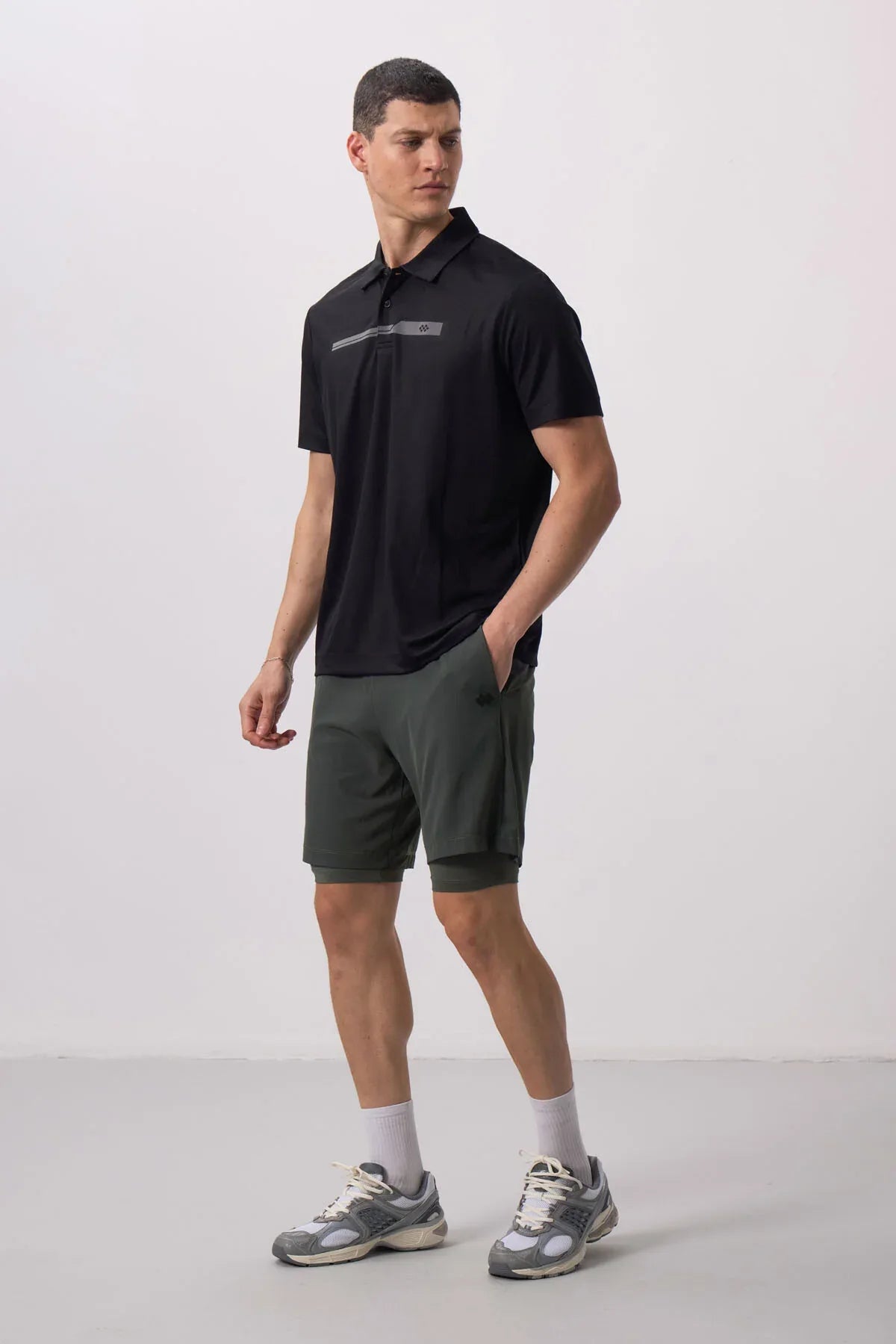 Short pour homme en polyester doux avec taille élastique et insert en leggings - 81287 - Justyol