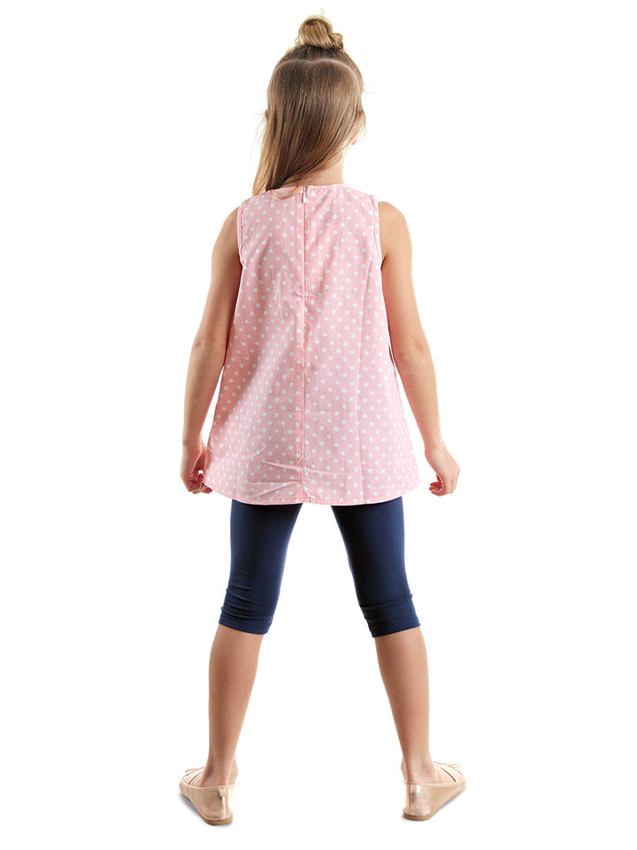 Ensemble Fille 2 Pièces Tunique à Pois & Legging avec Motif Lapin
