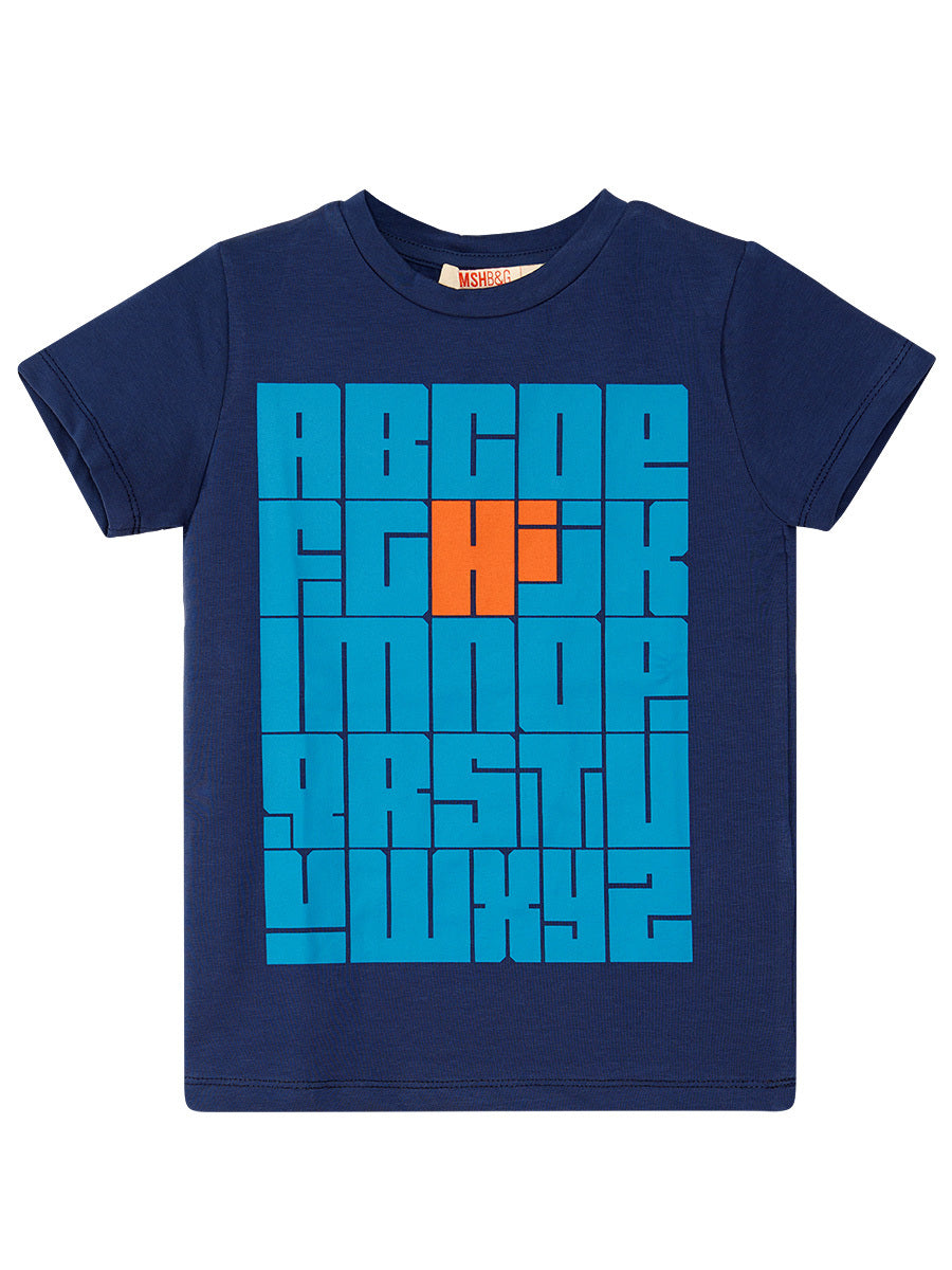 Ensemble Garçon 2 Pièces T-shirt Imprimé & Short en Coton avec Détails Sport