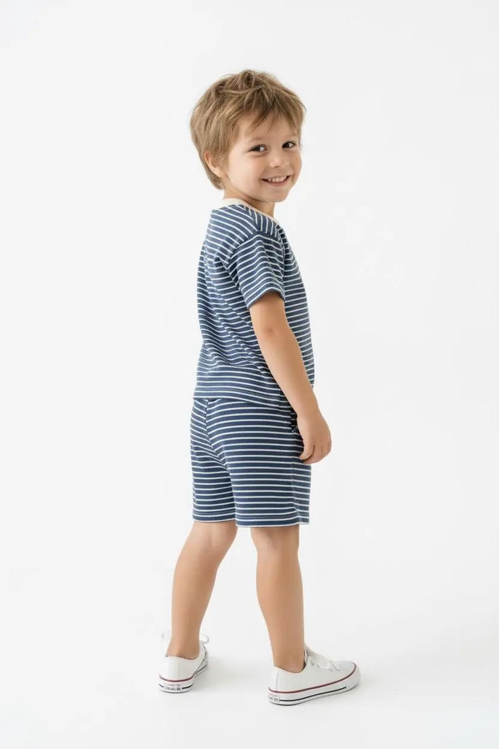 Ensemble Garçon T-Shirt et Short Rayé 2 Pièces