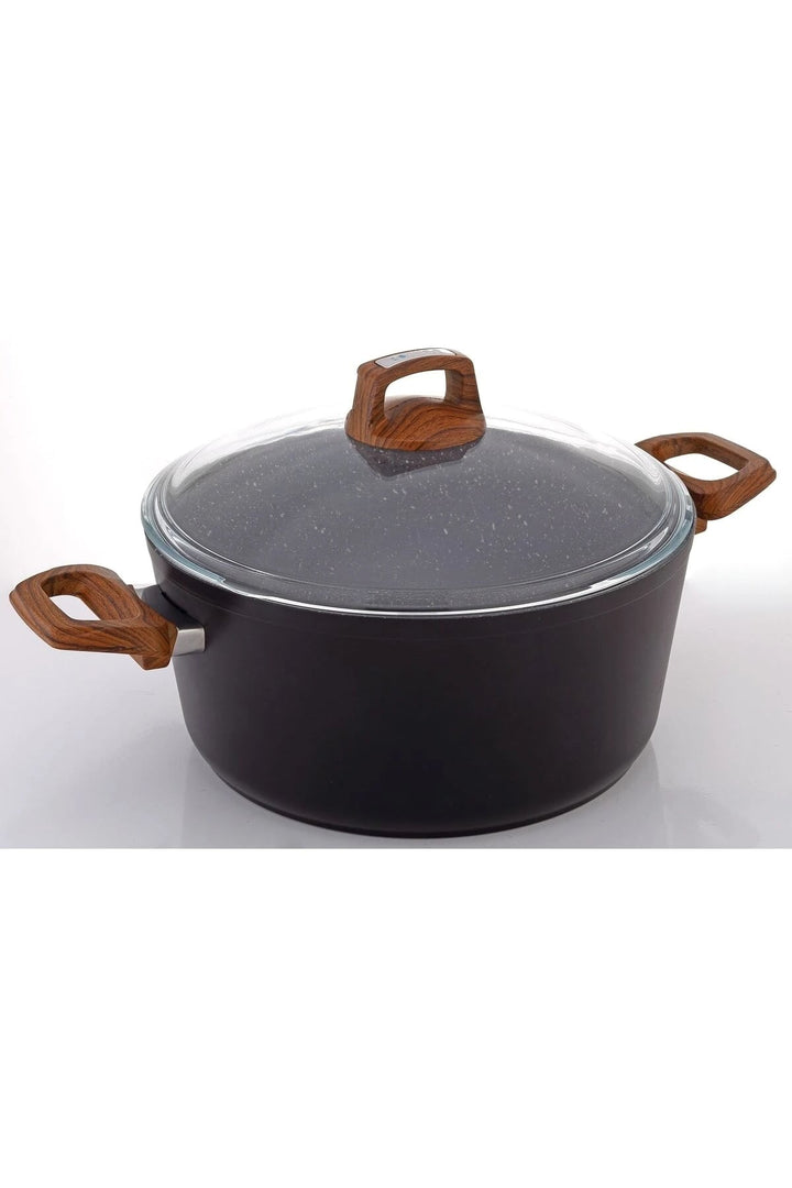 Marmite profonde 20 cm en granit avec poignées effet bois – Vogue