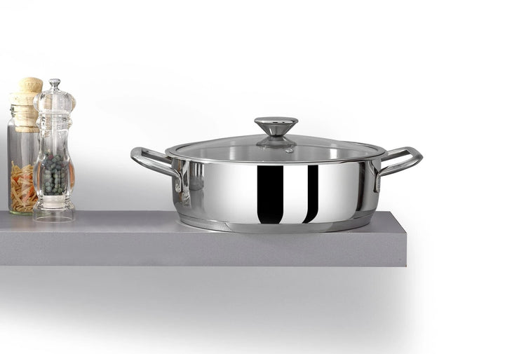 Pot peu profond Omega Steel 24x10 cm