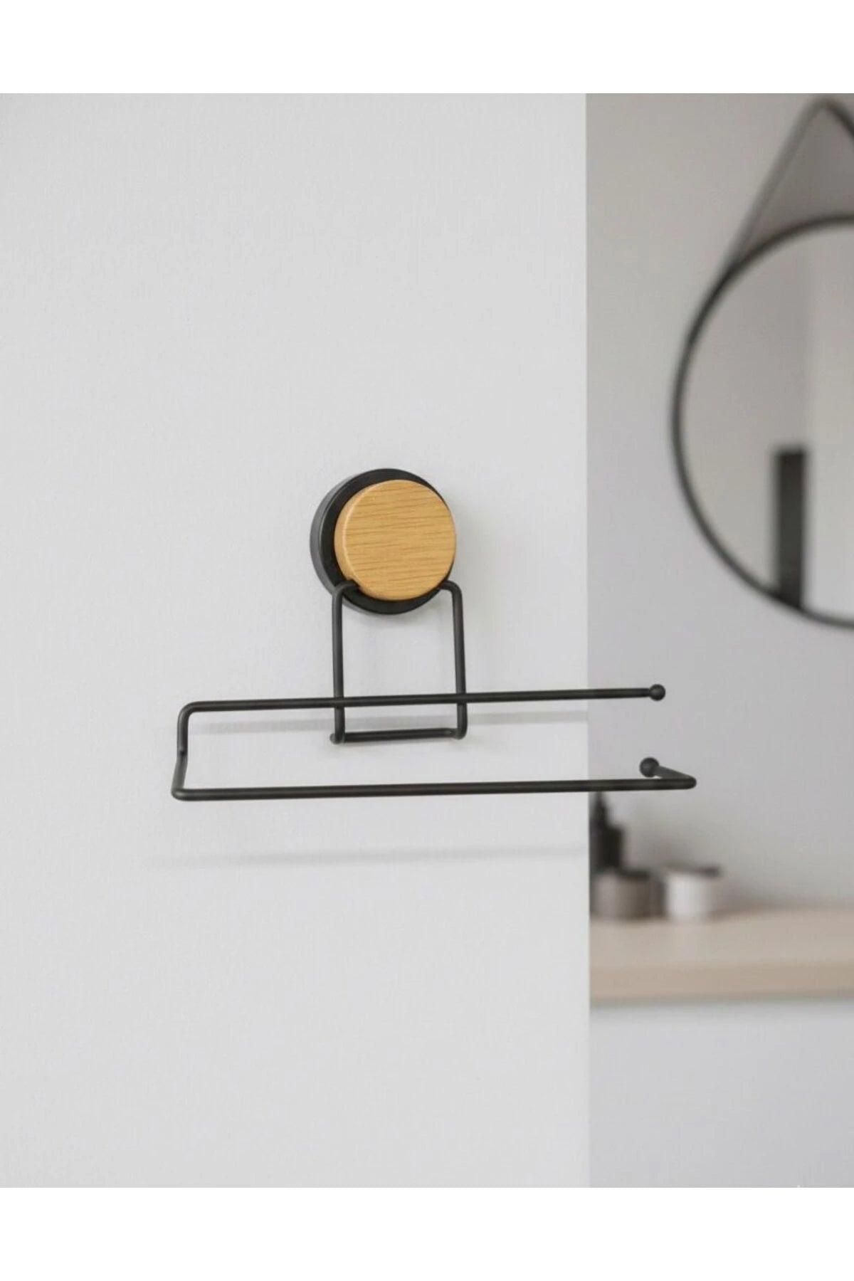 Porte-Essuie-Tout Adhésif Magic Fix Effet Bois