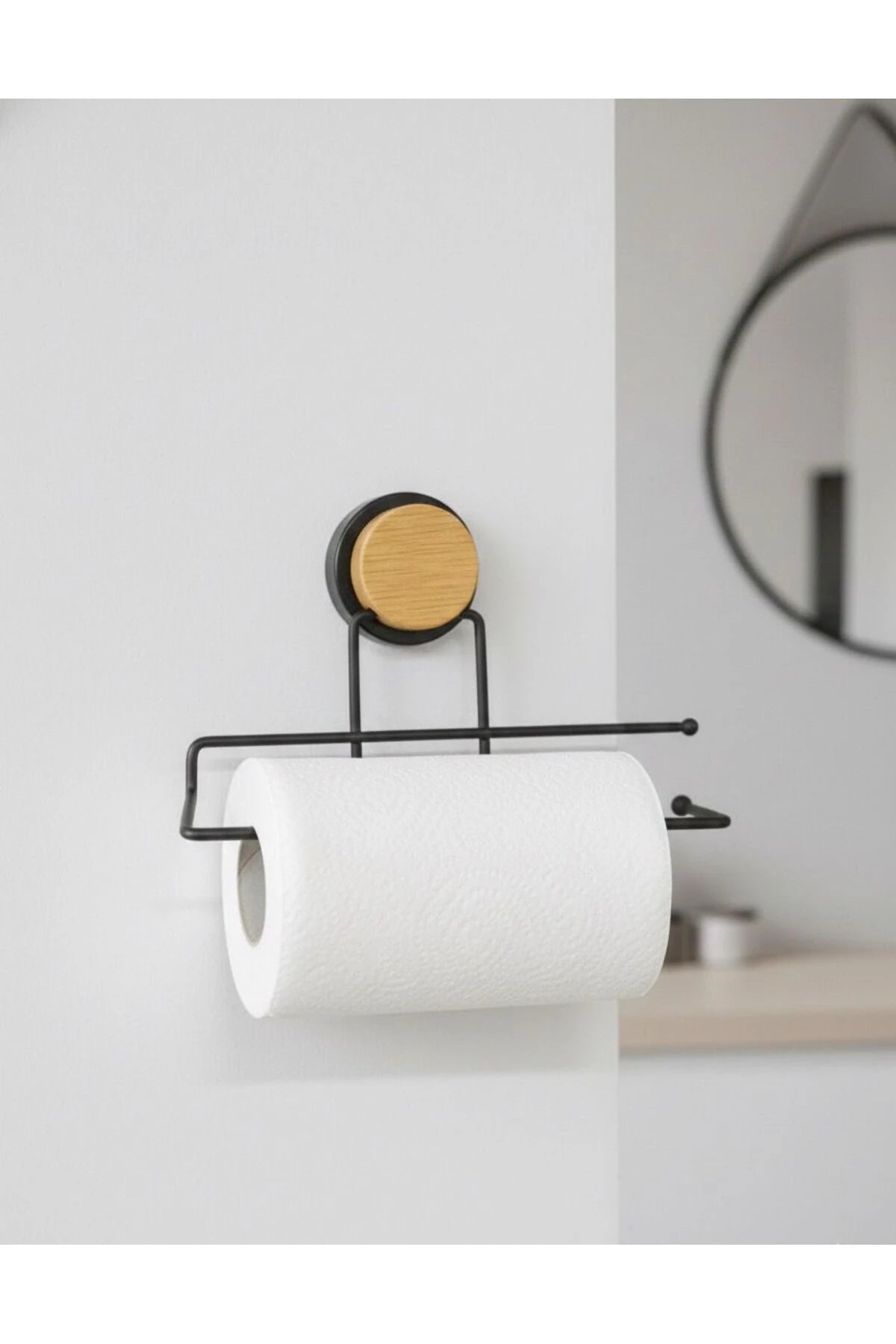 Porte-Essuie-Tout Adhésif Magic Fix Effet Bois
