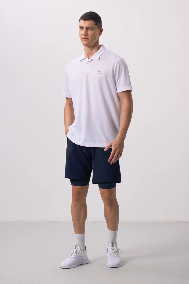 Short pour homme en polyester doux avec taille élastique et insert en leggings - 81287