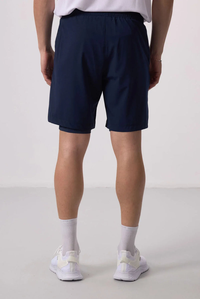 Short pour homme en polyester doux avec taille élastique et insert en leggings - 81287