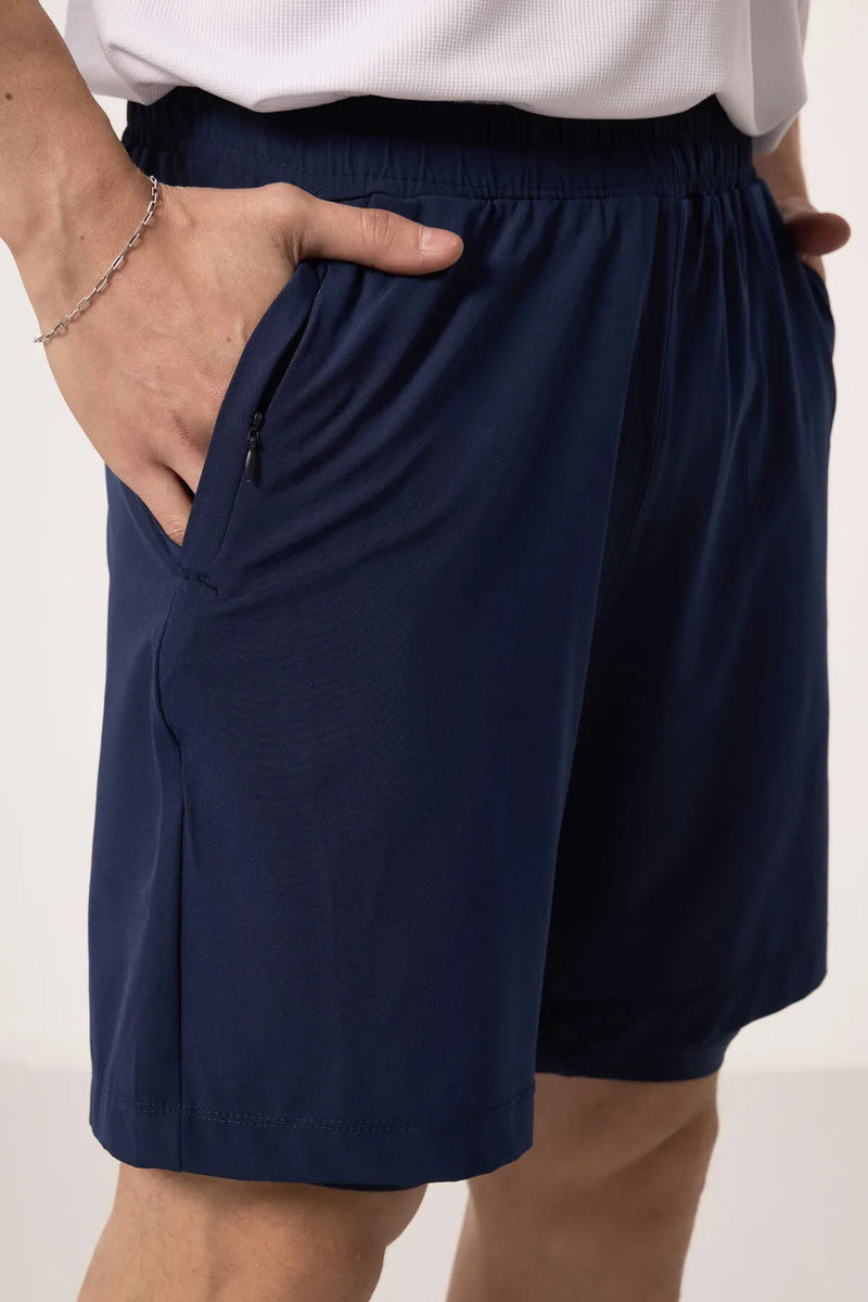 Short pour homme en polyester doux avec taille élastique et insert en leggings - 81287