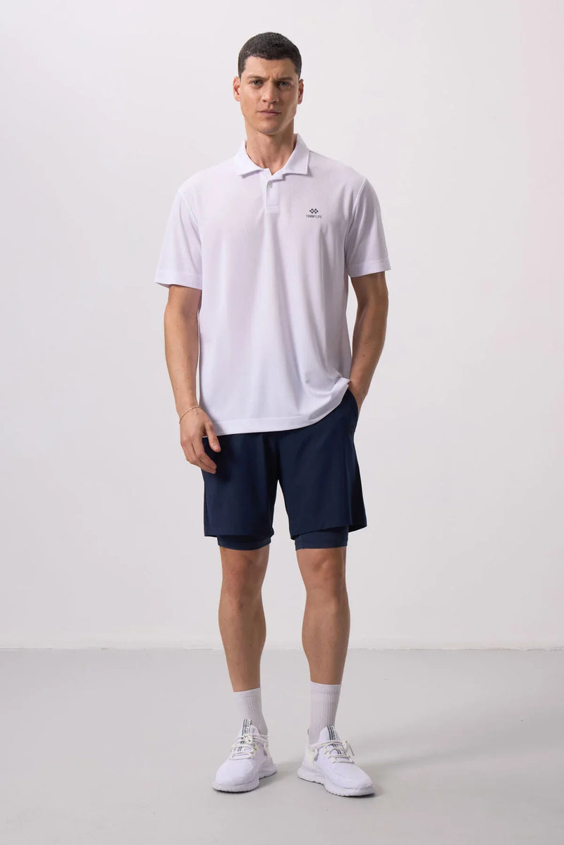 Short pour homme en polyester doux avec taille élastique et insert en leggings - 81287
