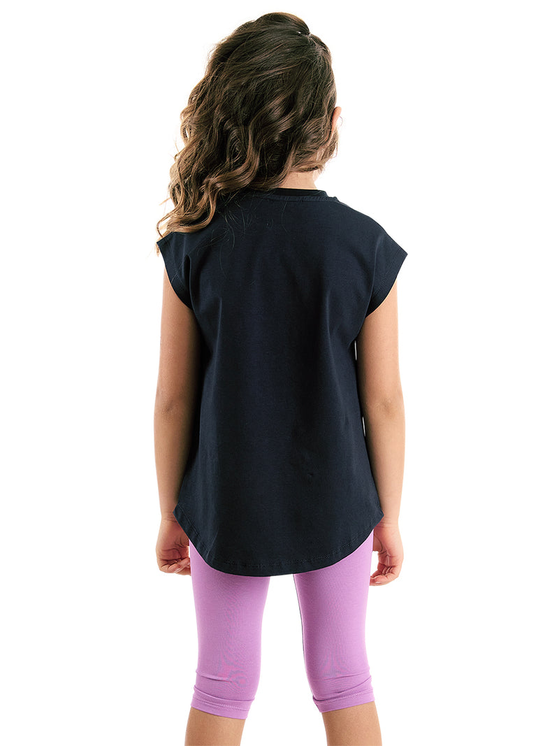Ensemble Fille 2 Pièces Tunique & Legging en Coton avec Motif Chat Fantaisie