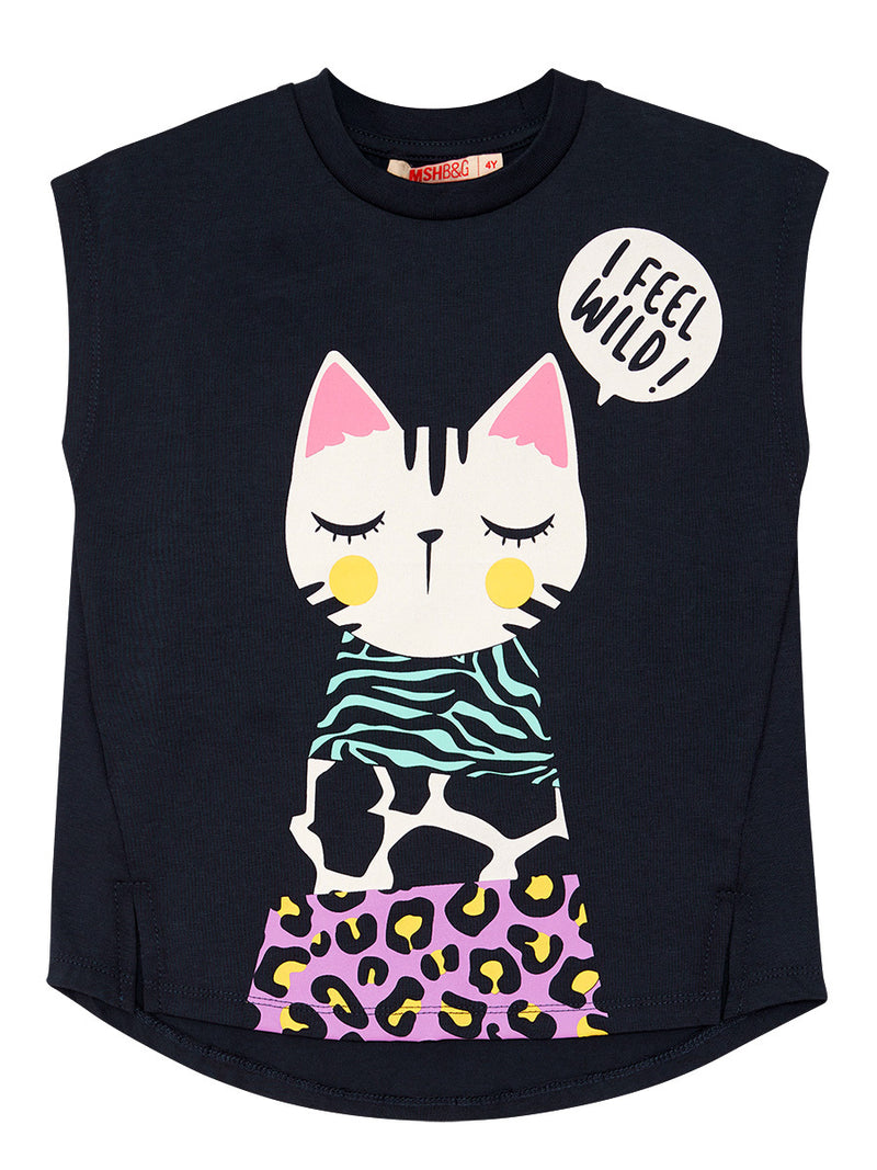 Ensemble Fille 2 Pièces Tunique & Legging en Coton avec Motif Chat Fantaisie
