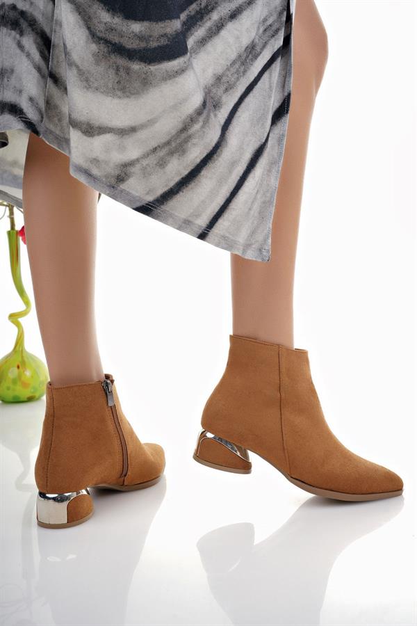 aymod Bottes femme à bout pointu et talon bas avec fermeture éclair - Cuir noir