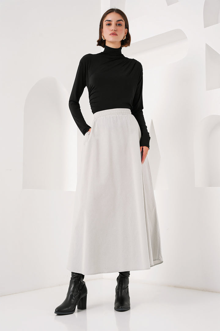 Jupe Longue Femme en Coton avec Poches 8024