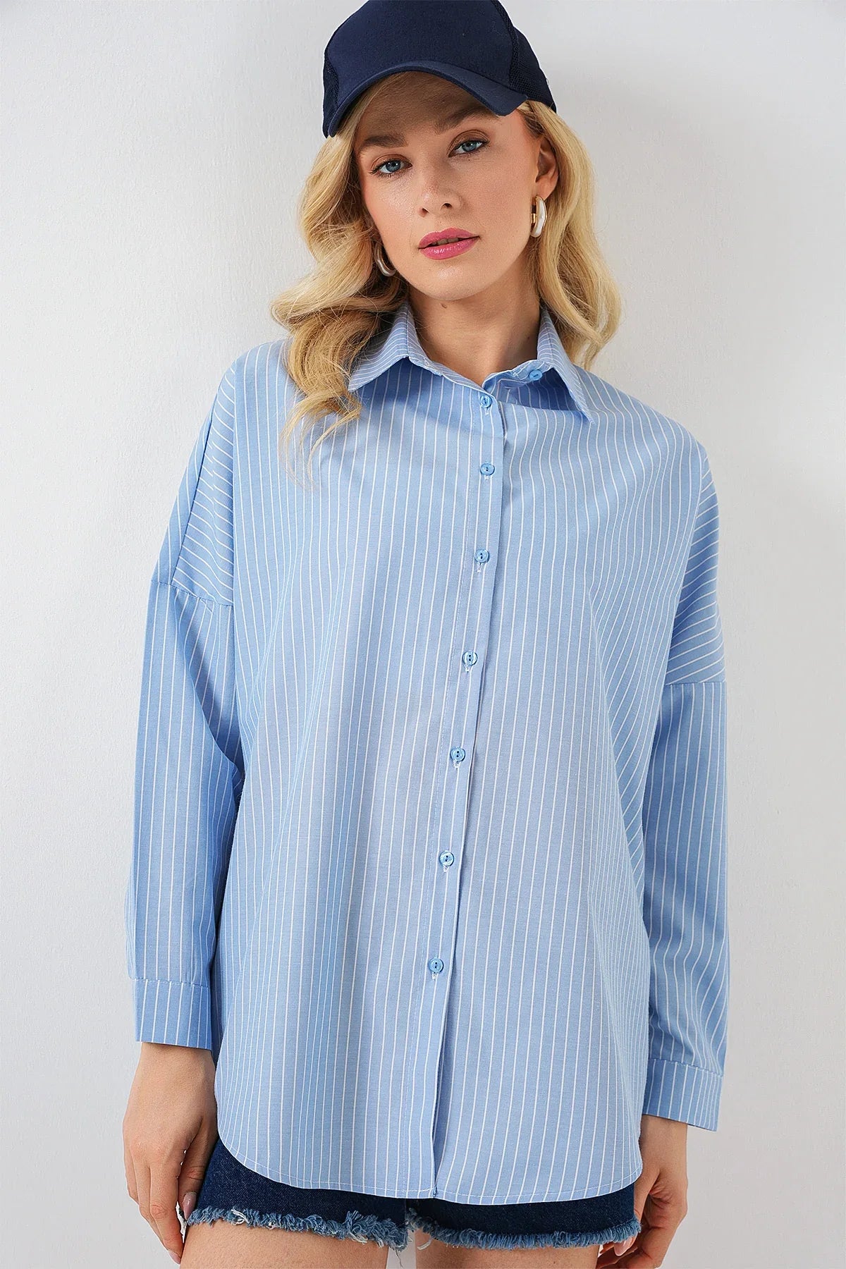 Chemise femme oversize rayée en coton 20332 - Justyol