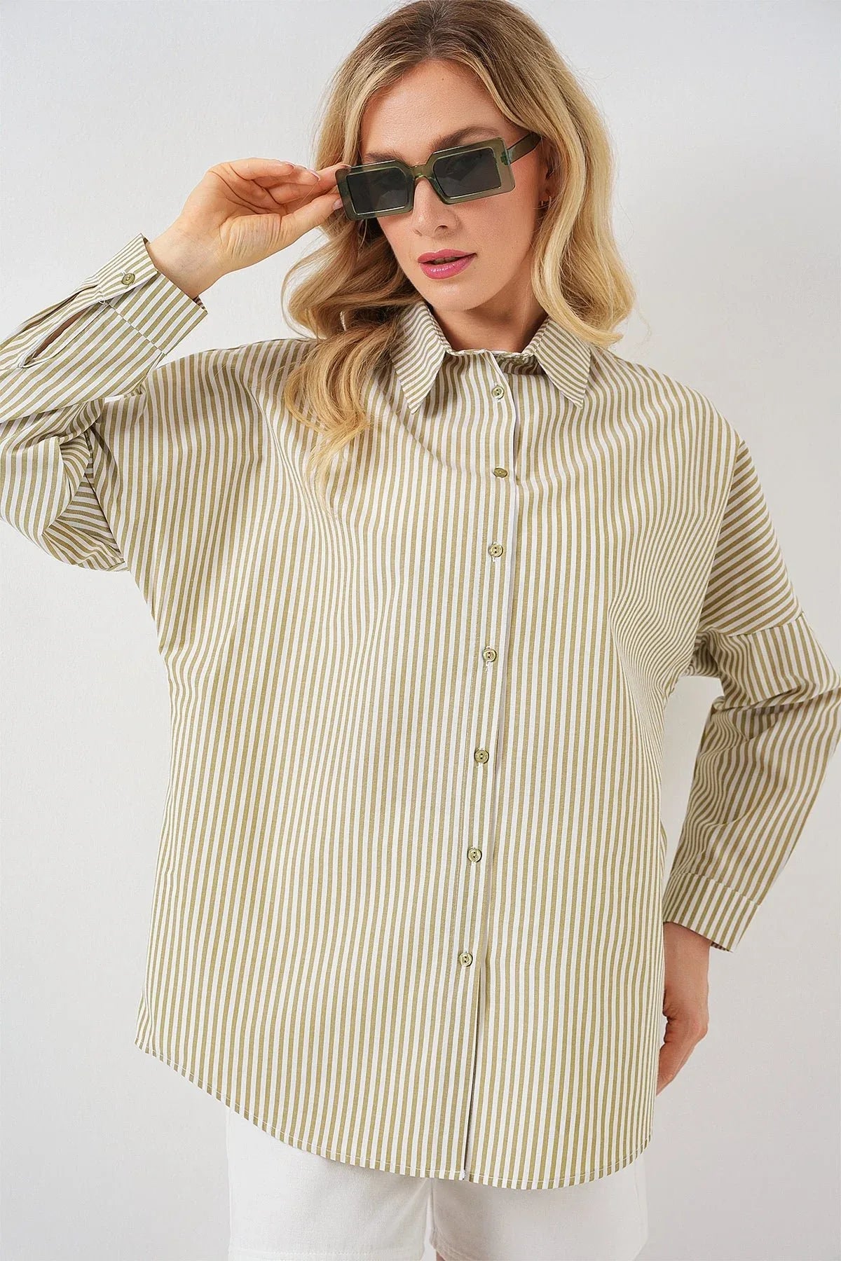 Chemise femme oversize rayée en coton 20332 - Justyol