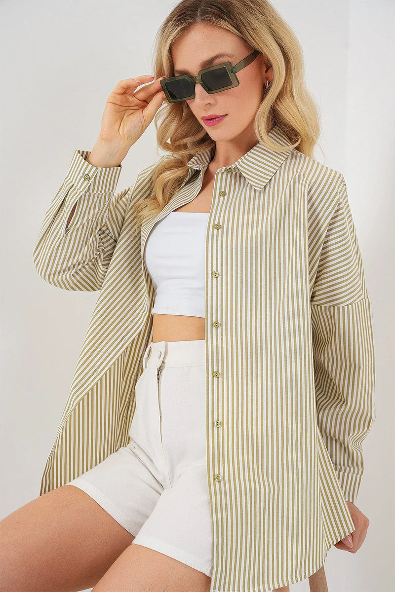 Chemise femme oversize rayée en coton 20332